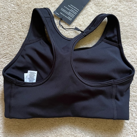Nike Women's Black Sports Bra with White Logo - Picture 2 of 3